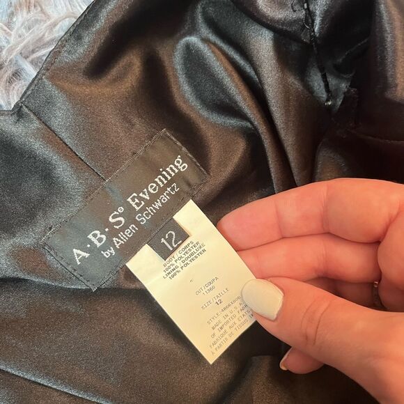 Vintage ABS Allen Schwartz Vintage Black Evening Dress Size 12 - Picture 4 of 6
